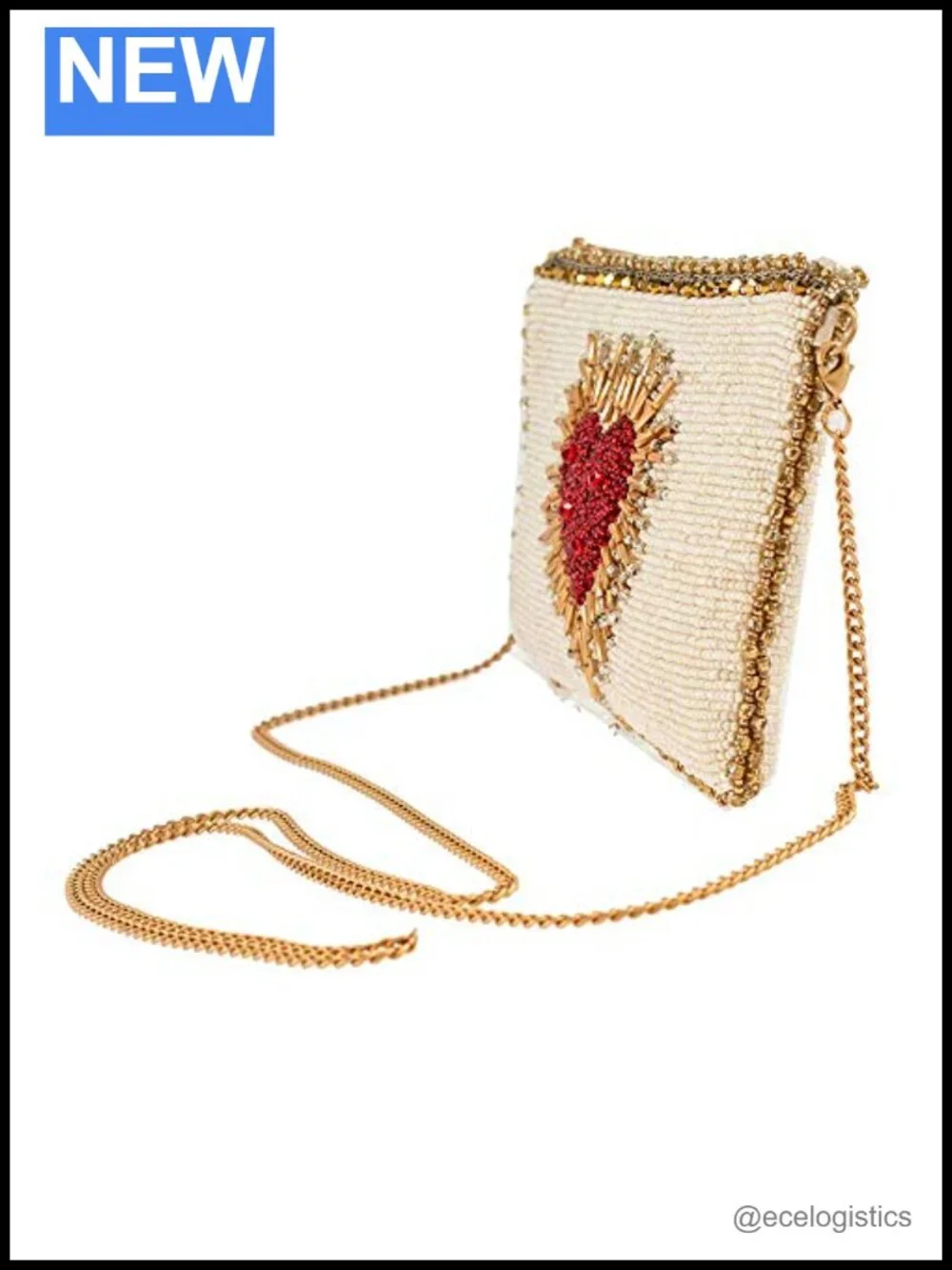 Hand-Beaded Crossbody Phone Bag with Removable Chain Strap